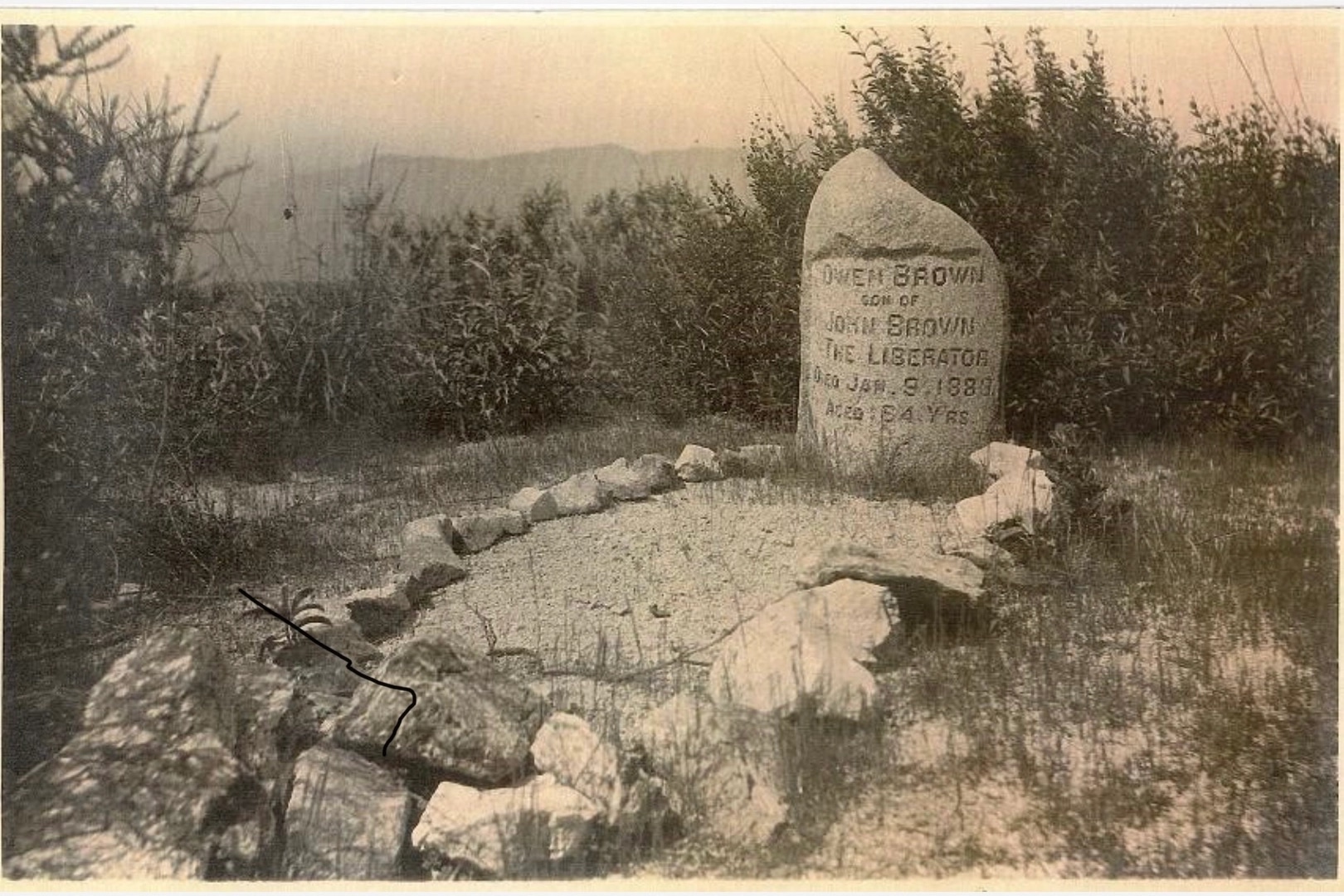 Owen Brown’s grave in Altadena, circa 1910.