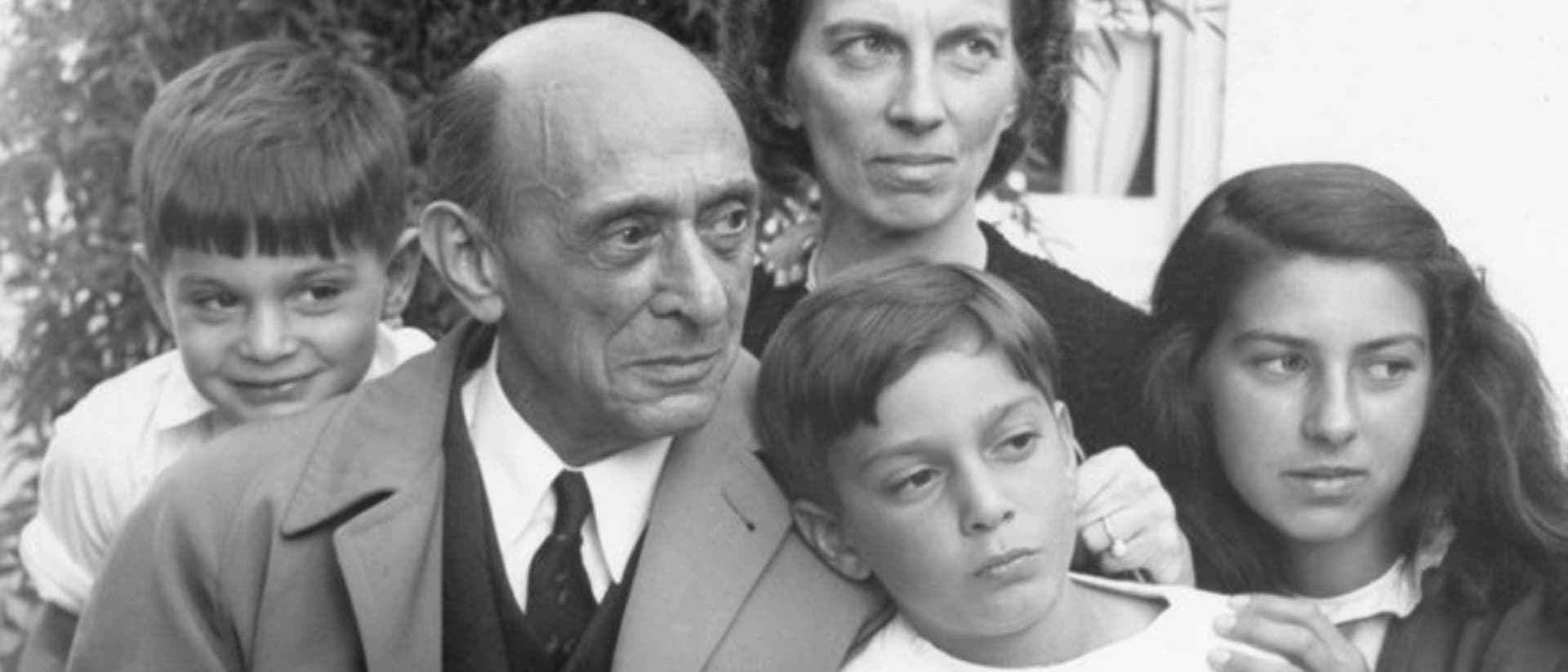 The Schoenberg’s in LA: Son Larry, Arnold, wife Gertrude Kolisch Schoenberg, son Ronald, and daughter Nuria